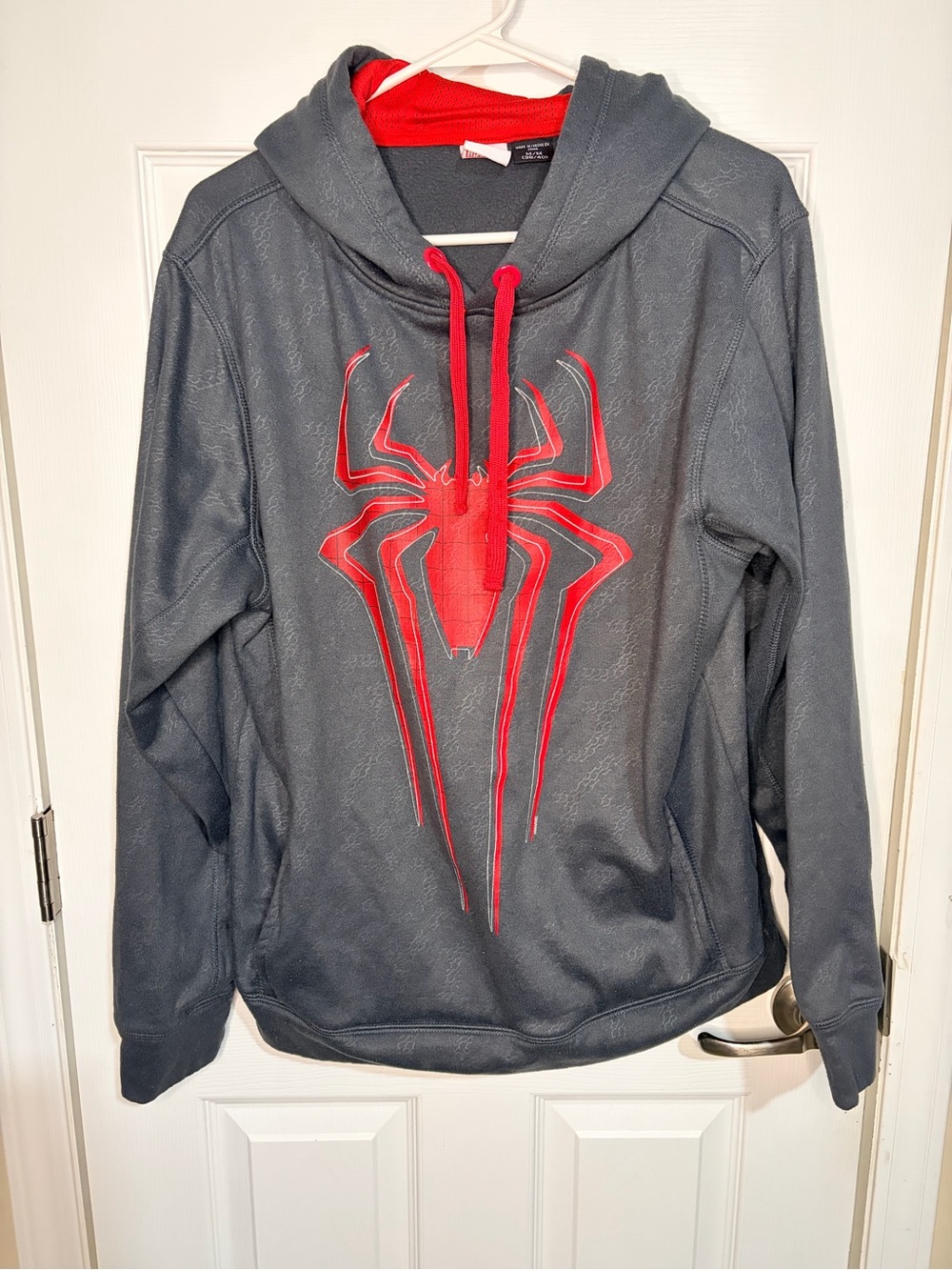 Marvel Men's Charcoal Hoodie with Red Spider Emblem